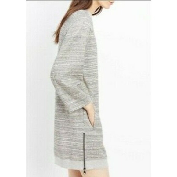 Vince Sweatshirt Tunic Dress Size S Side Zips Melange Space Dye Gray EUC B90 - Picture 2 of 6